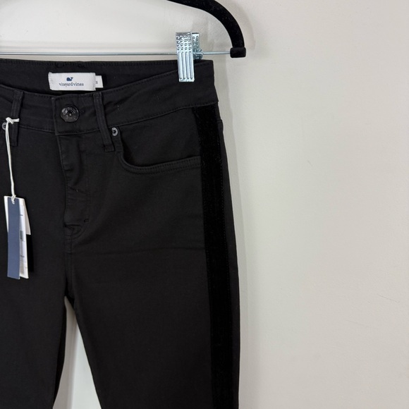 Vineyard Vines Velvet Tuxedo Stripe Raw Hem High Rise Kick Flare Jeans 26 NWT - Picture 6 of 14